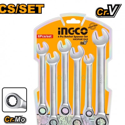 Set Llave Combinada Rachet 6Pcs INGCO HKSPAR1062